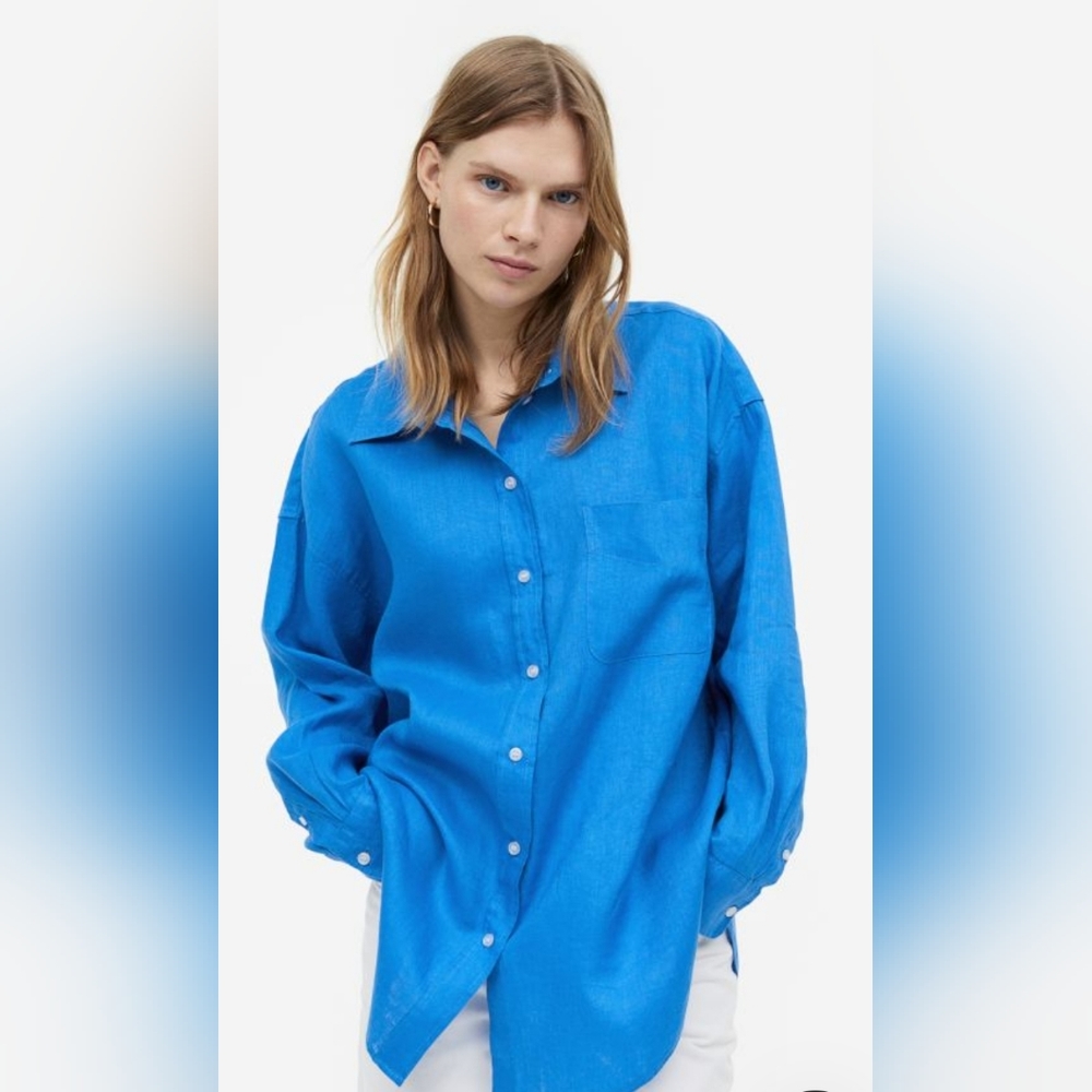 H&M size large oversized linen shirt